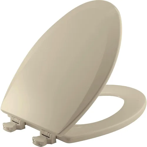 Miniatura 11 de Bemis 1500EC 146 - Asiento de inodoro con bisagras Fácil Limpia & Cambia, madera esmaltada duradera y anodizada, diseño alargado, color almendra