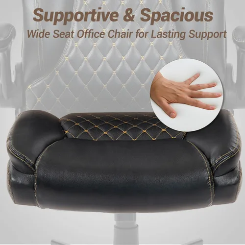 Miniatura 4 de Silla de oficina grande y alta resistente con brazos abatibles, silla ejecutiva ergonómica de escritorio para el hogar de 450 libras con asiento