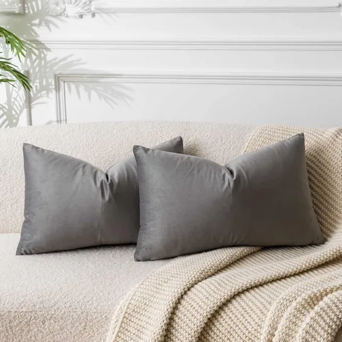 Miniatura 118 de Juspurbet - Juego de 2 fundas decorativas de terciopelo para cojines, fundas suaves para sofá, cama o sillón con cremallera oculta, para sala