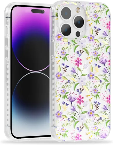 Miniatura 39 de SCORPIFY Funda para iPhone 15 Pro Max con diseño floral de Nemophila azul, bonita funda transparente para teléfono para mujeres y niñas