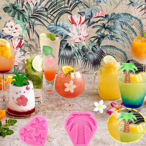 Miniatura 5 de 4 moldes de flores tropicales y hojas, molde para fondant de hojas de hibisco, flor de Monstera, hoja de palmera, plumeria, flores, moldes de Rosa