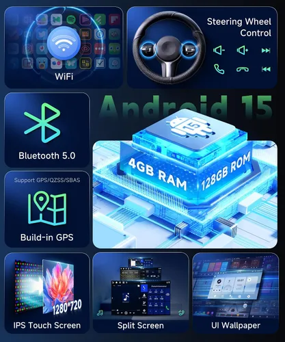 Miniatura 8 de Radio de coche 4G+128G para Ford F150 2008-2014 Estéreo de 9 pulgadas Pantalla táctil completa inalámbrica CarPlay/Android Auto Android 15 Bluetooth