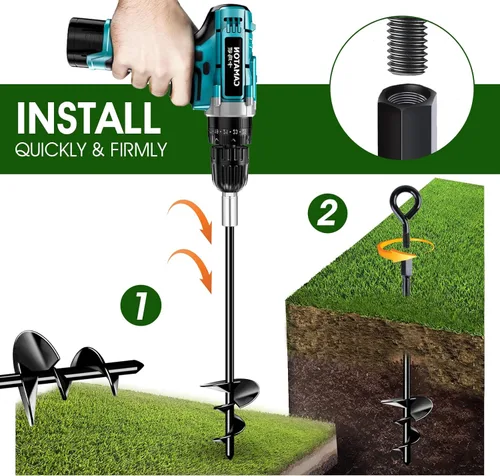 Miniatura 5 de Anclajes de Tierra, Anclajes para Columpios de Servicio Pesado, Anclaje de Tierra en Espiral para Trampolín, Camping, Cobertizo, Toldos, Anclaje