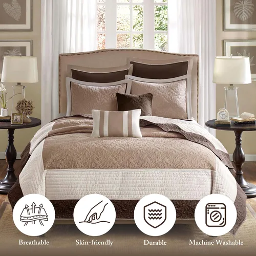 Miniatura 4 de Madison Park Attingham - Juego de edredón reversible, colcha transpirable para todas las estaciones, capas de ropa de cama ligeras y acogedoras