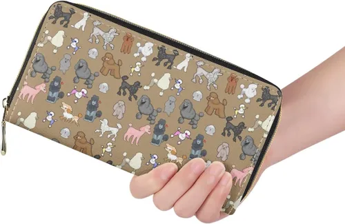 Miniatura 2 de Cartera larga para mujer, monedero con cremallera, cartera de cuero, Poodle, Cartera con cremallera