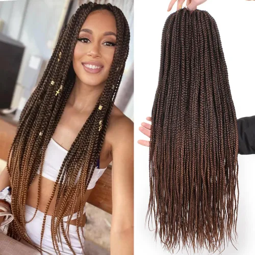 Miniatura 67 de XTREND 10 Pulgadas 6 Paquetes Trenzas de Caja de Ganchillo Cabello Pre-anudado Sin Nudos Bobo Trenzas de Caja 3X Extensiones de Cabello Trenzado 1b#