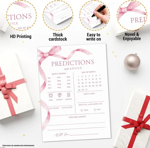 Miniatura 3 de Predicciones de bebé y tarjetas de consejos para nuevos padres, juegos clásicos de baby shower para niños, deseos para mamá y papá, 20 tarjetas