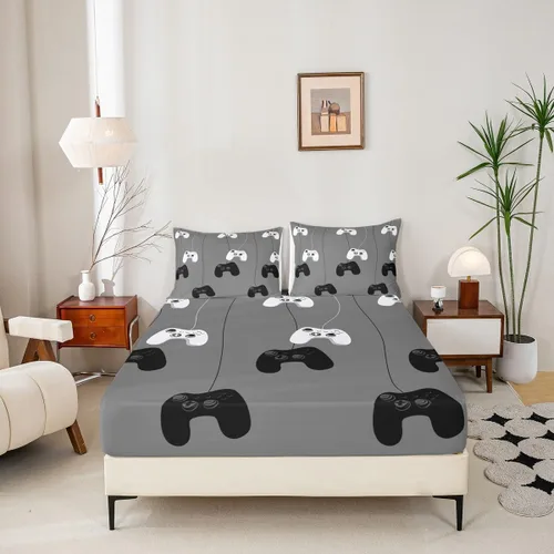 Miniatura 5 de Feelyou Sábana bajera ajustable para niños y niñas, 3 piezas, con 1 sábana encimera y 1 funda de almohada, tamaño individual