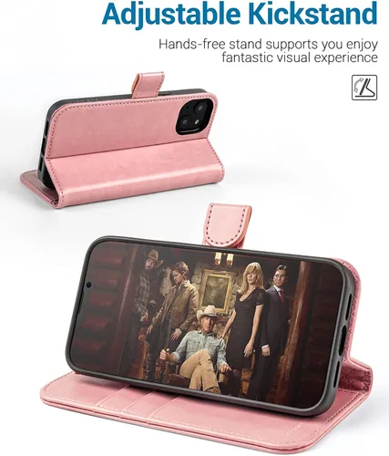 Miniatura 4 de OCASE Funda tipo cartera compatible con iPhone 13, de piel sintética, con tarjetero, bloqueo RFID, soporte para teléfono