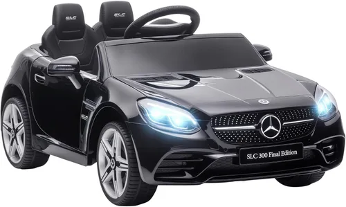 Aosom Mercedes SLC 300 - Auto eléctrico para niños con licencia con control remoto, batería de 12 V, con música, luces, suspensión para niños de 3 a