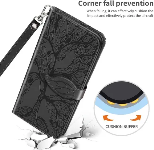 Miniatura 7 de Funda para Samsung Galaxy S22, funda tipo cartera para Samsung S22, piel sintética de alta calidad con relieve, función atril, ranuras