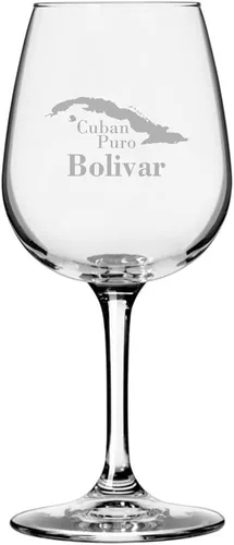 Miniatura 14 de Cuaba - Copa de vino multiusos con temática de cigarro cubano grabada de 12.75 onzas