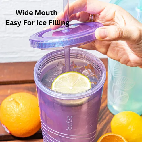 Miniatura 3 de bzyoo SIP - Vaso de plástico de doble pared de 24 onzas (710ml) con tapa y pajita, taza de viaje para bebidas frías reutilizable, café helado, taza