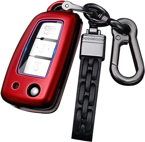 ontto Funda para Llave de Automóvil Flip con Botón de Nissan, Carcasa de Llave de ABS para Rogue Rogue Select Rojo