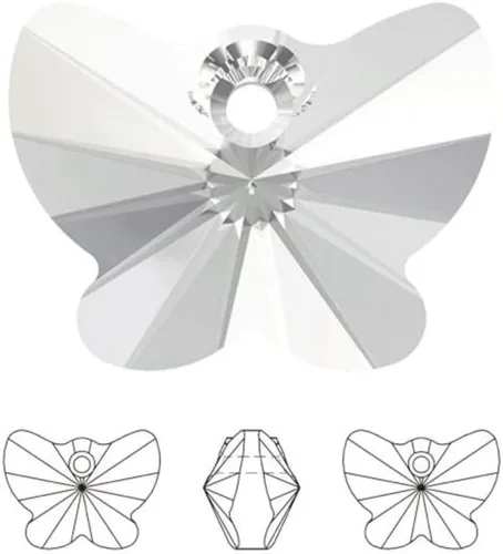 Miniatura 3 de 20 colgantes de cristal de mariposa checa de 0.394 in (0.39 pulgadas) abril transparente piedra natal agujero lateral cuentas para joyería artesanía