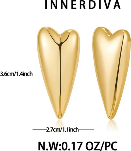 Miniatura 5 de INNERDIVA Aretes de oro con forma de corazón y dulce amor, regalo para mujer