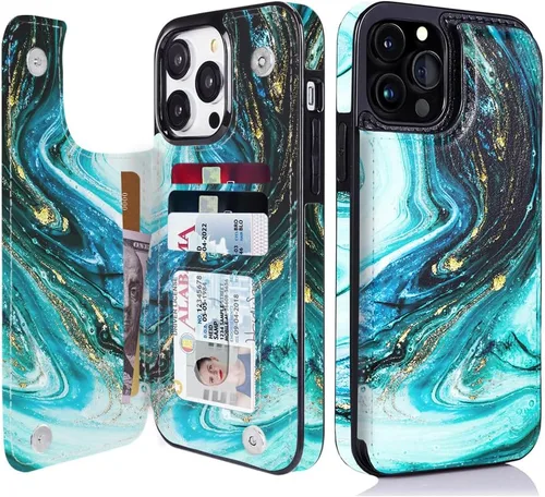 Miniatura 10 de uCOLOR Funda compatible con iPhone 13 Pro Max de 6.7 pulgadas con ranura para tarjetero, función atril, doble cierre magnético y diseño de bloqueo