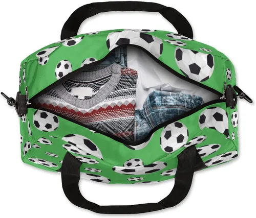Miniatura 7 de Bolsa de lona para niños y niñas, adolescentes, impermeable, para gimnasio, deporte, bolsa de baile, Patrón de fútbol de fútbol