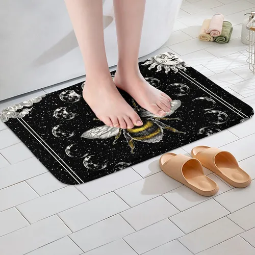 Miniatura 2 de Erosebridal Tapete de baño de abeja, sol y luna, decoración de habitación de galaxia trippy de 16 x 24 pulgadas, alfombra de baño de noche