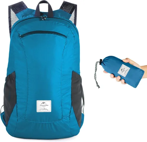 Naturehike Mochila de Senderismo Ligera de 18L, Mochila de Acampada Impermeable Plegable Ultraligera para Viajes, Avión, Mochila Pequeña de Azul