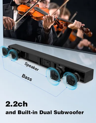 Miniatura 3 de Puxinat Barra de sonido separable 2 en 1 para Smart TV, altavoz de TV Bluetooth 5.0 de 2.2 canales de 32 pulgadas para sistema de sonido envolvente