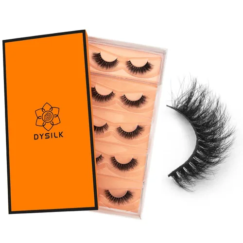 Miniatura 10 de DYSILK Pestañas postizas Wispy - Pestañas postizas de visón 5 pares 6D Extensión de pestañas postizas falsas de visón, Pestañas postizas naturales 5