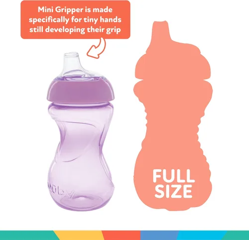 Miniatura 5 de Nuby Mini Gripper No-Spill Baby Sippy Cups with Soft Spout - (3 Pack) 6 oz - 6+ Months - Pink/Purple/Aqua