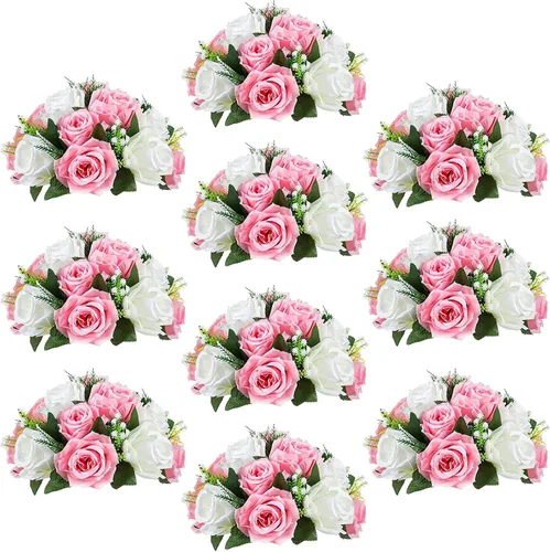Miniatura 12 de Sziqiqi - 2 flores artificiales, flores de seda, 15 tallos para centros de mesa de flores o arreglos colgantes. Blanco puro