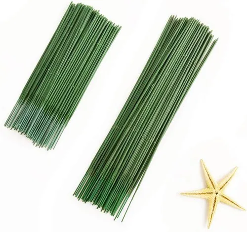 Miniatura 9 de Joleully- 100 varillas de plástico con diseño floral, varillas de flores artificiales, alambre de flores verdes, ideal para manualidades, 6.7 in