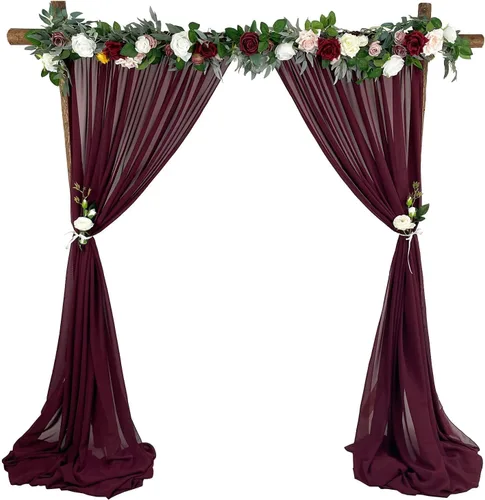 Miniatura 10 de Cortinas de fondo de gasa transparente de 10 x 10 pies (5 x 2 paneles), cortinas de tela de gasa para bodas, cortina larga transparente para sala