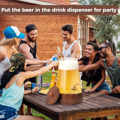 Miniatura 5 de Dispensador de bebidas de vidrio para fiestas, dispensador grande de bebidas de 1.72 galones con soporte dispensadores de jugo con jarra de espita