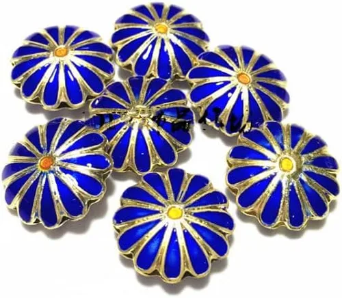 Miniatura 4 de 10 piezas de pulido Cloisonne 12 pétalos con cuentas DIY de 0.709 in, accesorios de cobre esmaltado, hallazgos, aretes, pulsera, collar