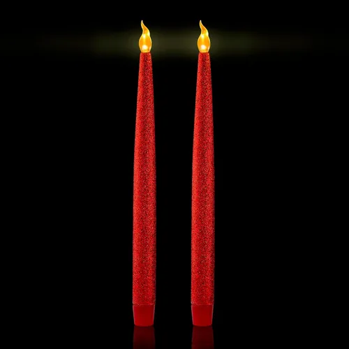 Miniatura 13 de FURORA LIGHTING Velas LED cónicas blancas con soportes dorados, paquete de 2 con temporizador de 5/19, elegante brillo sin llama para decoración