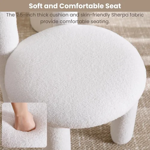 Miniatura 9 de DUOMAY Juego de 4 Sillas de Comedor Modernas Negras de Bouclé, Sillas de Cocina Tapizadas Sherpa Sin Brazos con Respaldo de Barril, Sillas