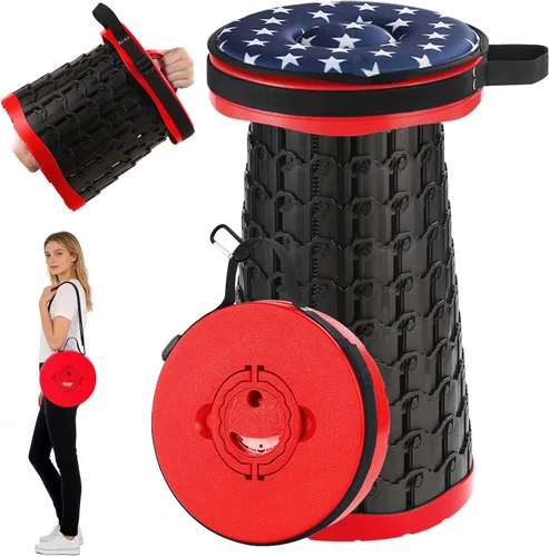 Miniatura 10 de Spisces Taburete plegable mejorado, capacidad resistente de 800 libras y ligero, 2.6 libras, taburete plegable retráctil portátil de 18 pulgadas