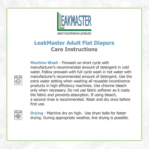 Miniatura 7 de LeakMaster Pañales de tela para adultos, pañales planos de tejido de muselina 100% algodón, para uso con alfileres o sujetadores, solución
