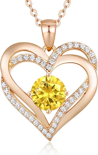 Miniatura 96 de LOUISA SECRET Love Heart Birthstone Necklaces for Women, Birthday Gift for Women, Anniversary Jewelry for Wife Her, 925 Sterling Silver Pendant