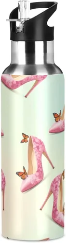 Miniatura 8 de Elegant Pink Butterflies Insulated Water Bottle 32 Oz Leakproof Water Bottles, BPA-Free Sport Water Bottle