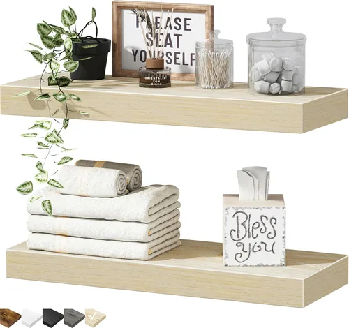Miniatura 16 de QEEIG Estantes flotantes de baño para pared, estante de pared de 15.7 pulgadas sobre el inodoro, decoración del hogar, estantería pequeña de 15.7 x