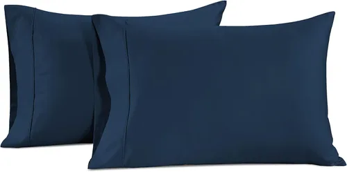 Miniatura 27 de LANE LINEN Juego de 2 almohadas tamaño Queen, suaves 100% algodón egipcio, frescas y lisas de 1000 hilos, fundas de almohada - Azul Estate