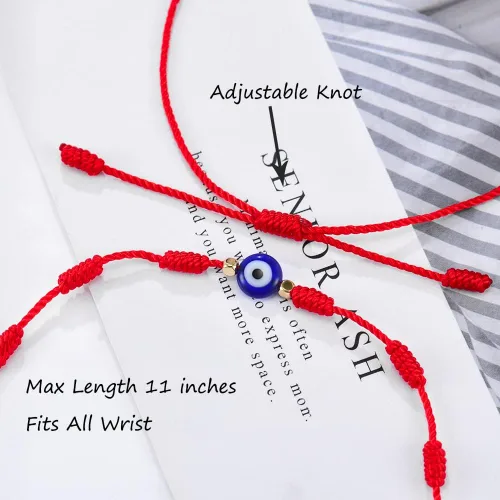 Miniatura 4 de Tarsus (Ver.3) Pulseras de la suerte de mal de ojo 7 nudos, amuleto de cuerda roja ajustable para mujeres y hombres