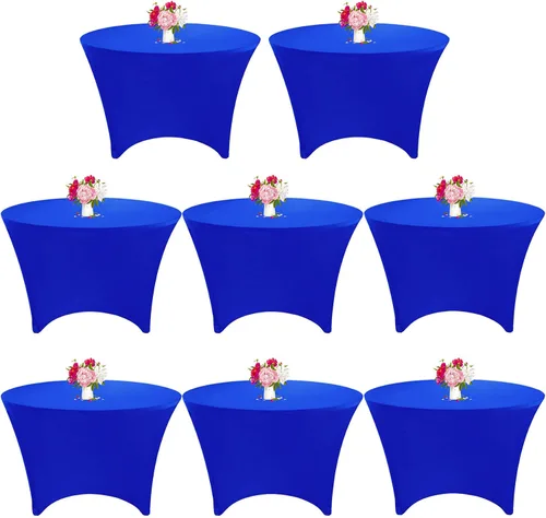 Miniatura 19 de Paquete de 8 Manteles Redondos de Spandex Beige de 5 Pies 60" Cubierta de Mesa Elástica Redonda Mantel de Mesa Redondo Lavable Resistente a Arrugas