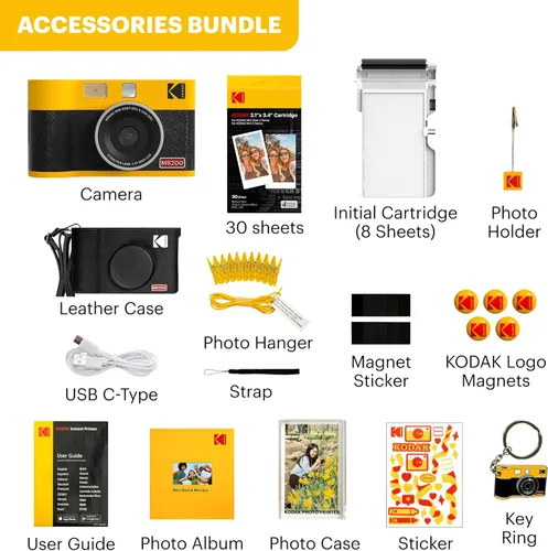 Miniatura 3 de KODAK Mini Shot 2 ERA 4PASS - Cámara instantánea 2 en 1 e impresora fotográfica (negro, cámara + 8 hojas iniciales + 60 hojas + accesorios)