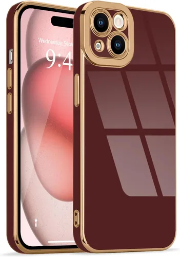 Miniatura 78 de Lafunda Diseñada para iPhone 13 Pro, fundas lujosas con chapado lindo para mujeres y niñas, elegante borde dorado, a prueba de golpes, TPU con funda