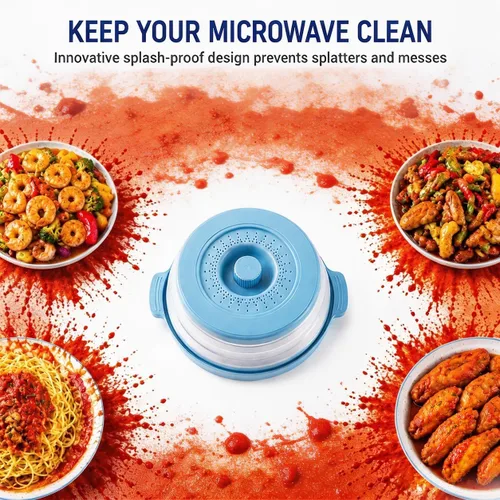 Miniatura 2 de Protector de salpicaduras de silicona plegable con bandeja -Alfombrilla de microondas y cubierta de alimentos se puede utilizar como una cesta