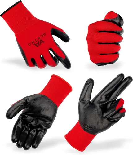 Miniatura 7 de ACKTRA - Guantes de trabajo de seguridad ultrafinos recubiertos de poliuretano, 12 pares, WG002, color negro/negro, talla L