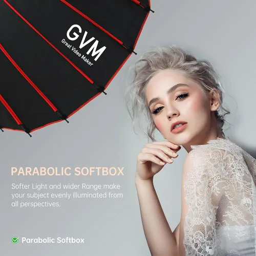 Miniatura 8 de GVM Softbox Parabólico Luz Suave Bowens Mount, 36 pulgadas/35.4 in de liberación rápida Parabólica Deep Softbox y rejilla de panal compatible