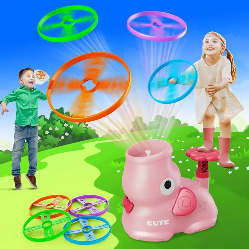 Miniatura 10 de CPSYUB Lanzador de disco volador para exteriores, juguetes de brinco para niños de 3, 4, 5, 6, 7, 8, 9, 10 años, juego de atrapar mariposas