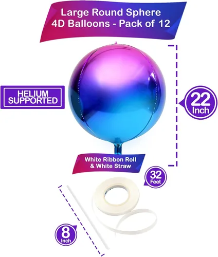 Miniatura 7 de KatchOn, Globos grandes de Mylar plateados, 22 pulgadas, paquete de 24 unidades, globos metálicos morados para fiesta de galaxia, globos esféricos