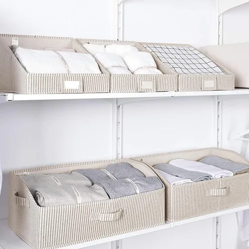 Miniatura 7 de StorageWorks Contenedores de almacenamiento trapezoidales, organizadores y almacenamiento de ropa de lino, contenedores de tela para armario, cestas